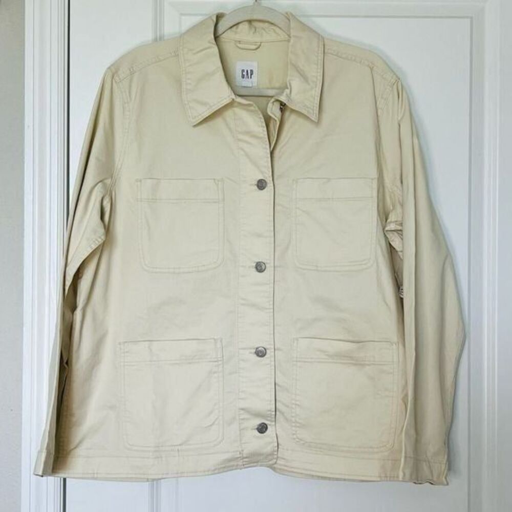 Gap cream Womens button up Long sleeve Shacket size XL